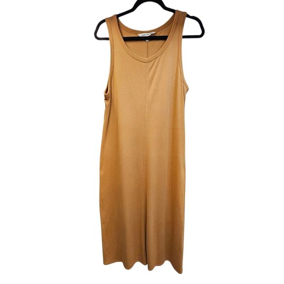 Elizabeth And James 100% Cotton Tan Midi Dress Medium EUC Relaxed Fit Breathable - Picture 1 of 4